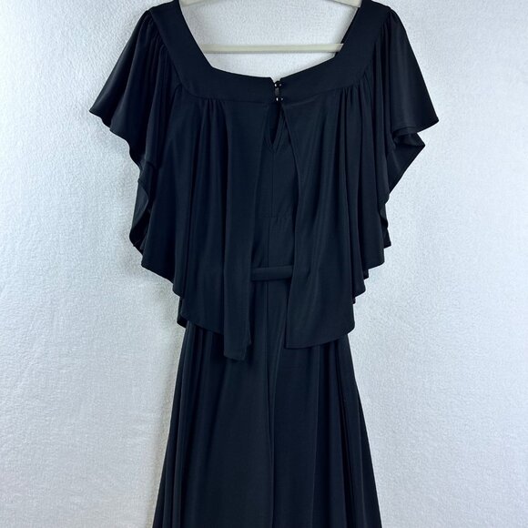 Emma & Michele Black Jumpsuit Womens M Cape Lagenlook Minimalist Resort Travel - Picture 9 of 10